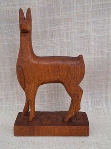 Vintage Carved Wooden Llama-6.75" Tall Including Base
