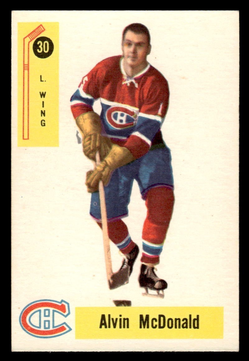 AB McDonald #30 Hockey Cards 1958 Parkhurst trading card — raw and PSA graded price guide