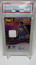 2020-21 Panini Select Purple Prizm Anthony Edwards RC Jersey AUTO #/99 PSA 10