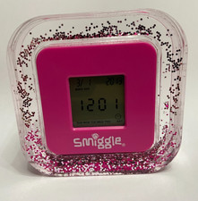 Smiggle Pink Glitter Snow Globe Multifunction Alarm Clock Temperature Calendar