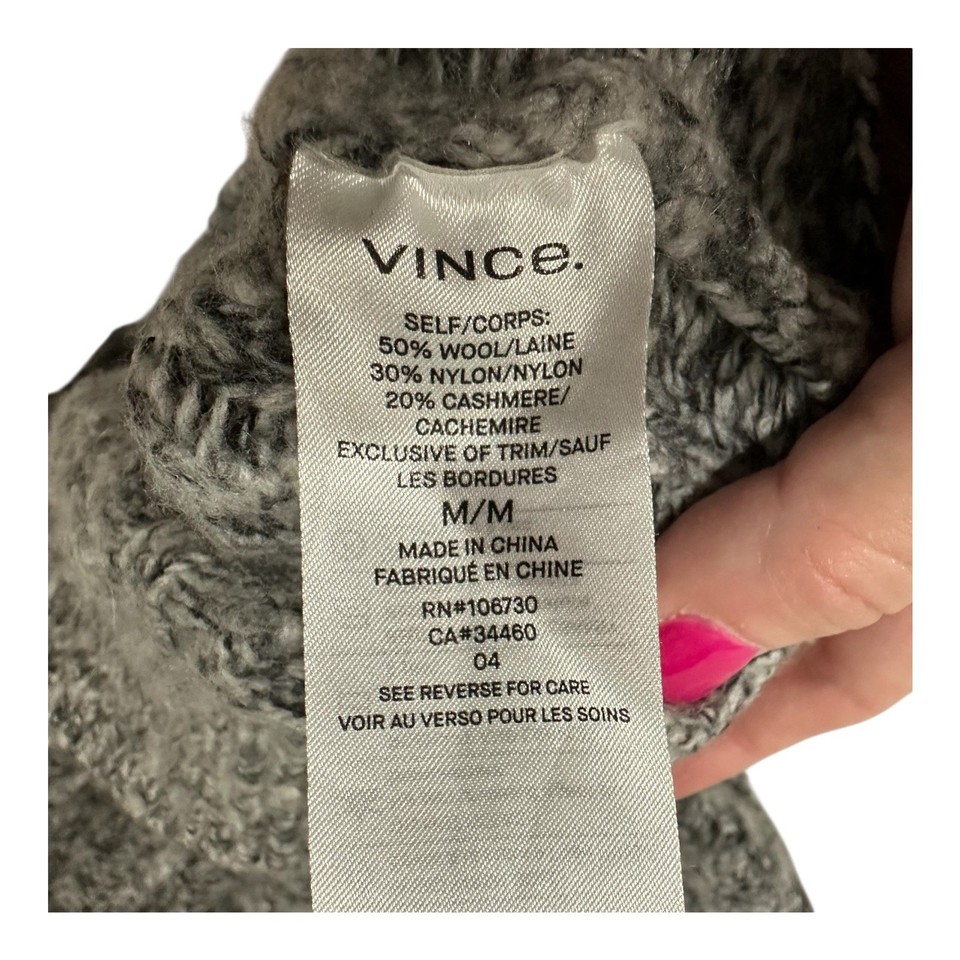 Vince Cable Knit Sweater M Gray Marled Wool Cashmere Blend V-Neck ...