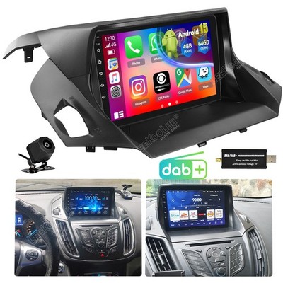 DAB+ KAM 4+64GB Android 15 Carplay Car Stereo For C-Max Ford Kuga 2012-18 Escape