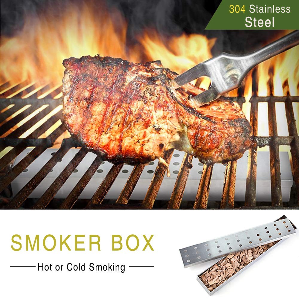 Smoker Box - Lightique Stainless Steel BBQ Smoker Box for Gas Grilling Works ...
