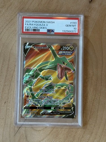 2021 Pokemon SWSH Full Art Rayquaza V Evolving Skies PSA 10