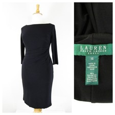 Lauren Ralph Lauren Plus Size Solid Black Sheath Dress Size 14 Formal Business