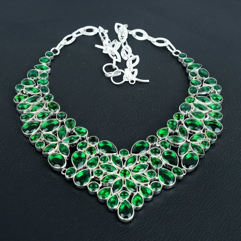 Green Peridot Gemstone Handmade 925 Sterling Silver Jewelry Necklace 18" - Image 3 of 4