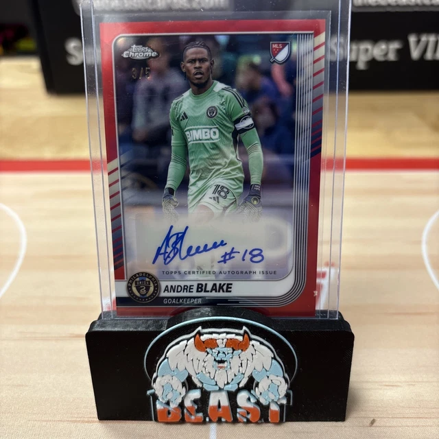 2025 Topps Chrome MLS Andre Blake Red Autogramm /5 SSP Philadelphia Union