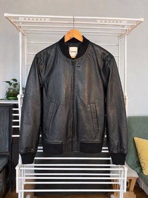 Sandro Paris Andy Leather Bomber Jacket Black Noir Size S SS25 New With Tags