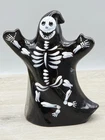 RARE Fenton Glass Ghost Hand Painted & Signed BLACK SKELETON  Halloween Figurine