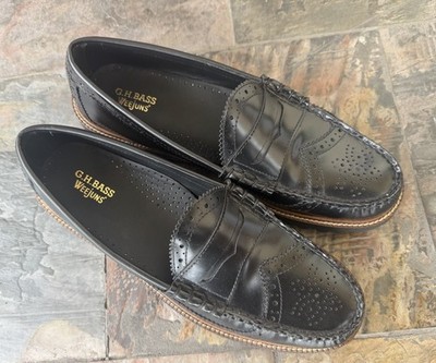 GH Bass Weejuns Larson Wingtip Lug Loafer Black Men 12 | eBay