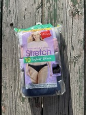 10-Pack HANES Women's Size 7/L Stretch Tagless Bikinis Breathable Cotton