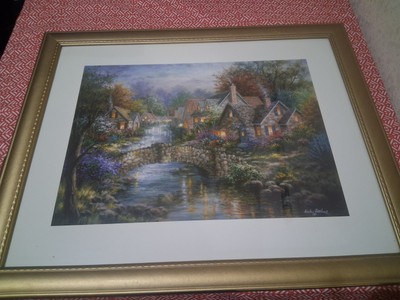 Stonehedge Bridge Print with Matted Gold Wood Frame by Nicky Boehme