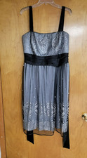 R M RICHARDS Gray Embellished Elegant Dress Shimmery Overlay Glitter spot