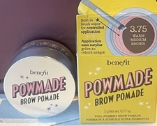Benefit: 0.17 oz. 3.75 Warm Medium Brown POWMADE Brow Pomade-Brand New