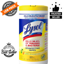 Lysol Disinfecting Wipes Bundle, 80 Count - Home Cleaning Supplies Lemon Lime