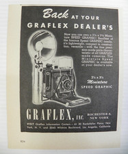 1946 Graflex Miniature Speed Graphic Camera Print Ad