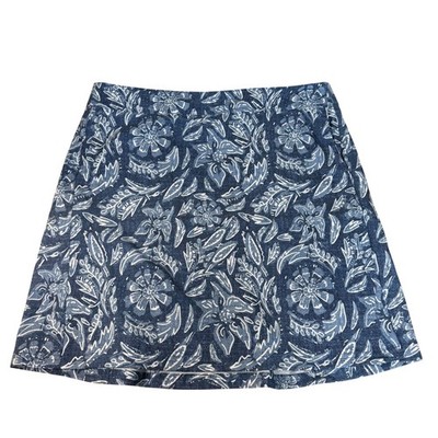 RipSkirt Hawaii Blue Floral Batik Wrap Skirt Quick Dry Travel Beach Size Large