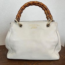 Borsa a mano Gucci bianca bambù shopper bag colori rari pelle di agnello usat...