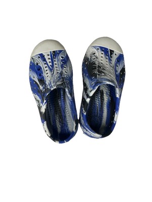 Native Jefferson Marbled shoe Sz C8 Blue Watersafe Kids