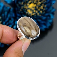 Valentines Deal Natural Peanut Wood Jasper 925 Silver Multi Stone Ring Size 8.25