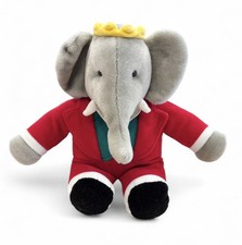 Vintage GUND Babar the Elephant Plush 1988 Red Suit and Crown Stuffed Animal