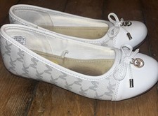 Michael Kors White Gray Monogram Ballet Flats W/ Bow Size 3