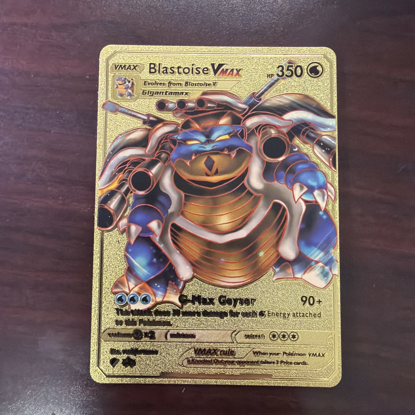 Pokémon Blastoise Vmax G-Max Geyser HP 350 English Gold Foil Fan Art NM+