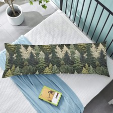 Green Tree Forest Body Pillow Cover Moon Farmhouse Nature Bed Cushion Case