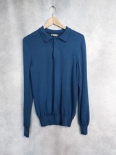 JAEGER MERINO JUMPER SIZE SMALL. TEAL COLLARED WOOL JUMPER. VGC