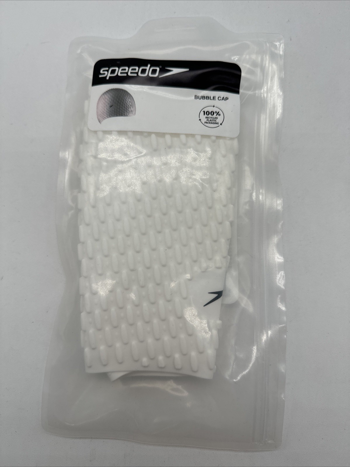 Gorra de natación Speedo Bubble Cap blanca profesional para adultos