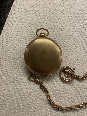 Antike Omega vergoldete Taschenuhr handaufzug läuft Glas fehlt