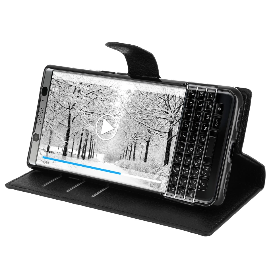 Custodia Portafoglio con Funzione Supporto per BlackBerry Keyone – Nera - Immagine 4 di 4