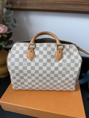 Louis Vuitton Damen Speedy 30 Damier Azur Canvas Staubbeutel Schloss