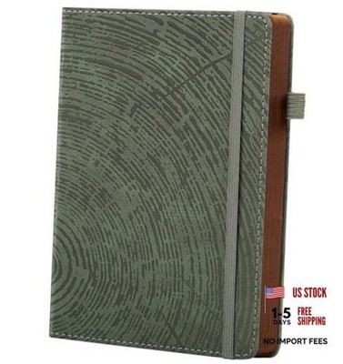 Lined Journal Notebook for Women Men, Tree Ring Leather Journals for A5 Green