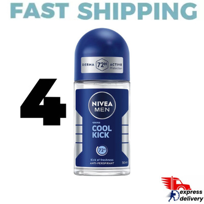 4X NIVEA MEN Deodorant Roll On Cool Kick, 50ml 72 H