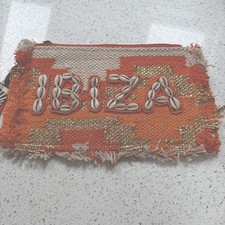 Ibiza Boho Festival Clutch Bag Orange Shell Fringe Hippie Purse NWT