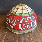 vintage Tiffany-style lamp shade features the iconic Coca-Cola Stained Glass