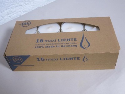 Teelicht MAXI lights, Fb. weiss / natur, Brenndauer 10 Std., Kerzen Wenzel