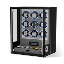 Automatic 9 Watch Winder Box Fingerprint Entry 6 Watch Storage Display RGB Gift