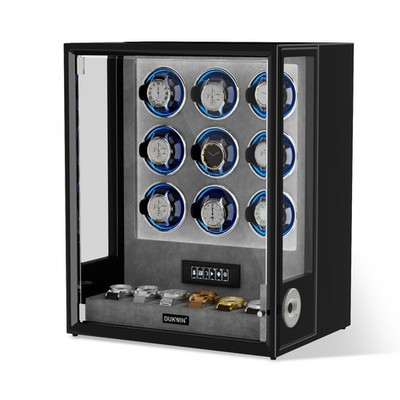 Automatic 9 Watch Winder Box Fingerprint Entry 6 Watch Storage Display RGB Gift