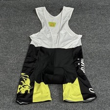 Bianchi Pantaloncino Ciclismo Bavaglino Uomo XL Nero Giallo Imbottito Camoscio Maglia Cinghie