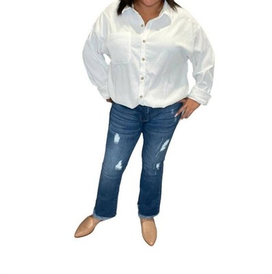 Risen Mid Rise Ankle Flare Jeans Medium Blue