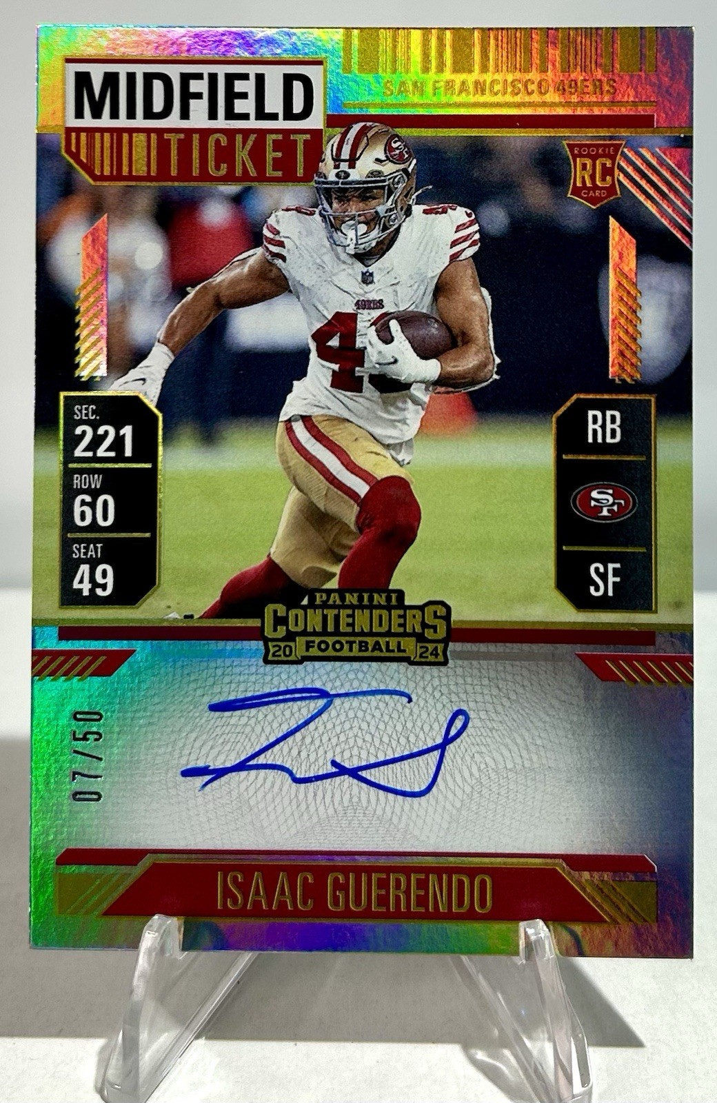 2024 Contenders Midfield Ticket #138 Isaac Guerendo RC Rookie RPS Auto /50