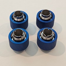 4 Pack - PrimoChill Premium Compression Fittings - 1/2" x 3/4" - Blue