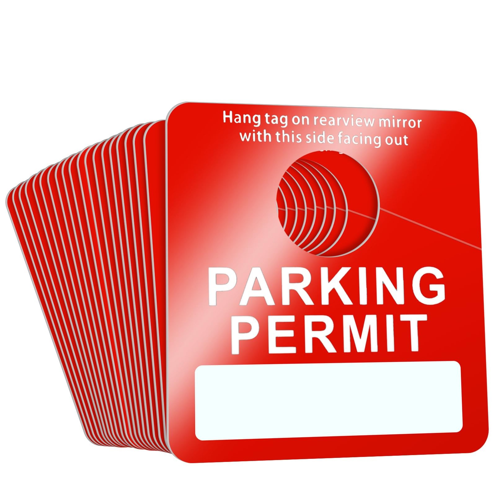 500 Pack Red Parking Permit Hang Tags, 3x2.76, Bulk, Rearview Mirror, Plastic