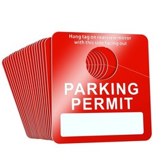 500 Pack Red Parking Permit Hang Tags, 3x2.76, Bulk, Rearview Mirror, Plastic