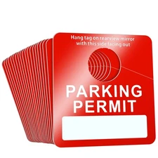 500 Pack Red Parking Permit Hang Tags, 3x2.76, Bulk, Rearview Mirror, Plastic