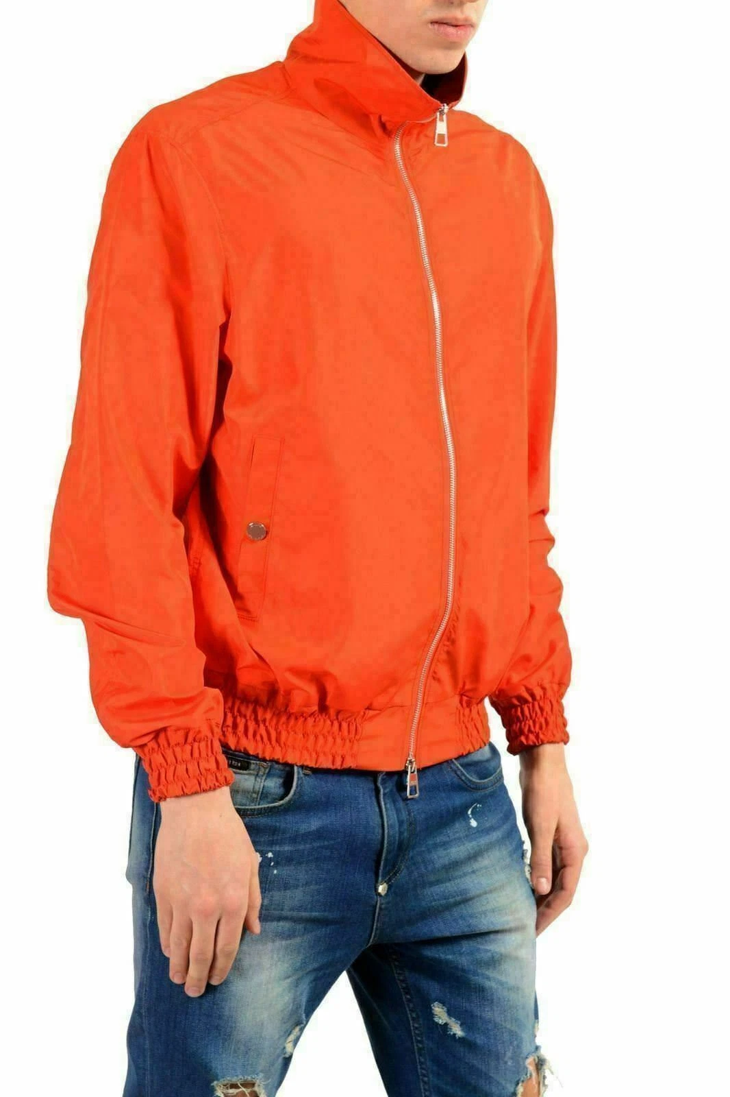 Versace Collection Men's Orange Full Zip Windbreaker Jacket US S IT 48 image 1