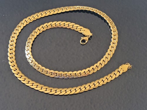 Edelstahl flache kubanische Gliederkette 7 mm Halskette kubanisch schwer 24" Halskette - Bild 3 von 9