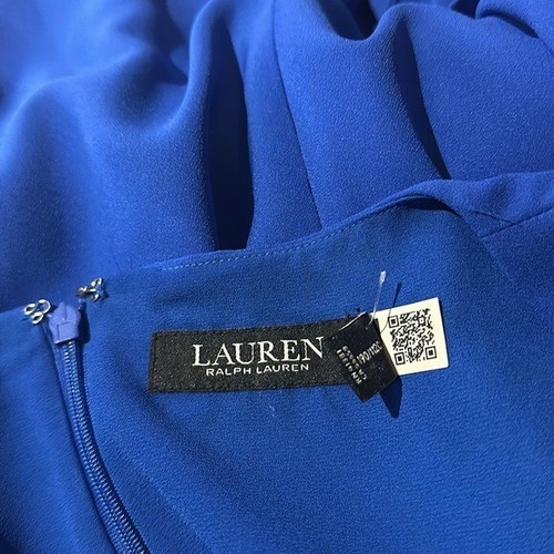 NWOT LAUREN RALPH LAUREN Women's Georgette Caftan Cocktail Dress Royal Blue 16 - Picture 10 of 10